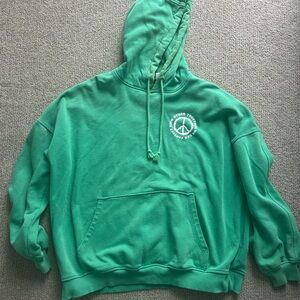 H&M Green Sweater Relaxed Fit Cotton Blend